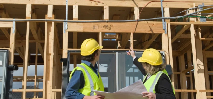 obra de construcción en Madrid con materiales modernos