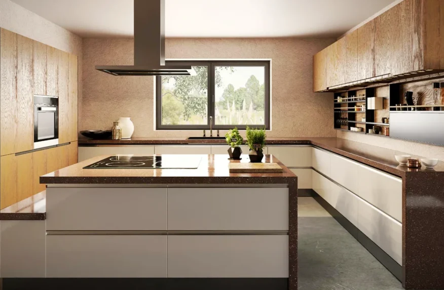 Cocina reformada por Madrid Contrata Excelencia con acabados modernos y diseño personalizado.